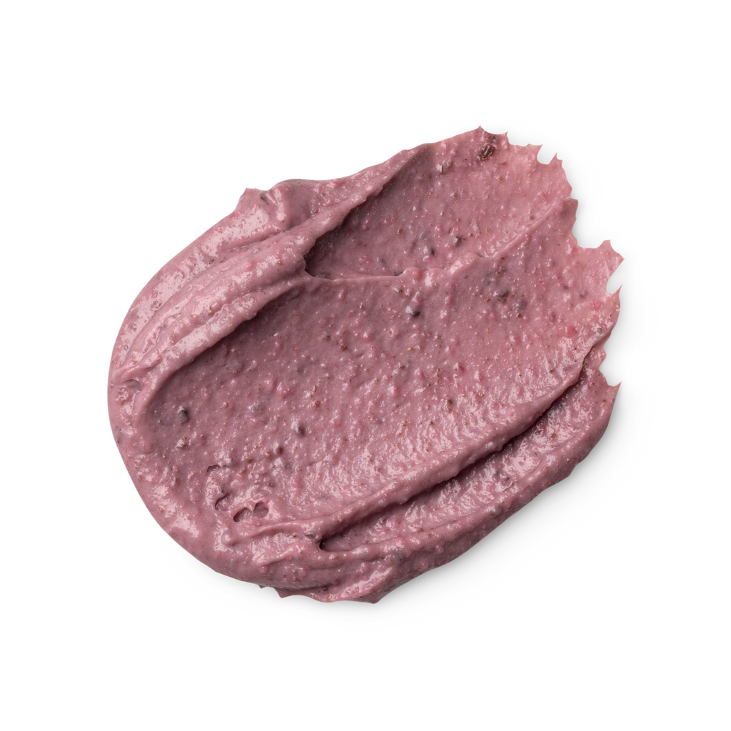A swatch of Beauty Sleep face and body mask - dusty pink, thick and slightly textured (just visible are ground aduki beans).