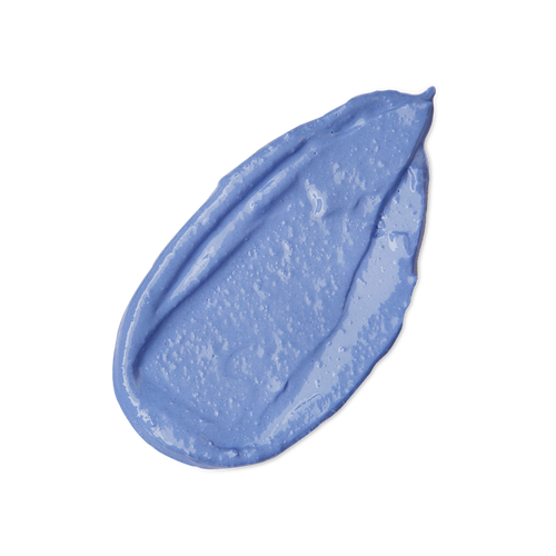 Blue Pearl. A neatly smudged swatch of thick, textured, creamy, sky-blue lip cream.