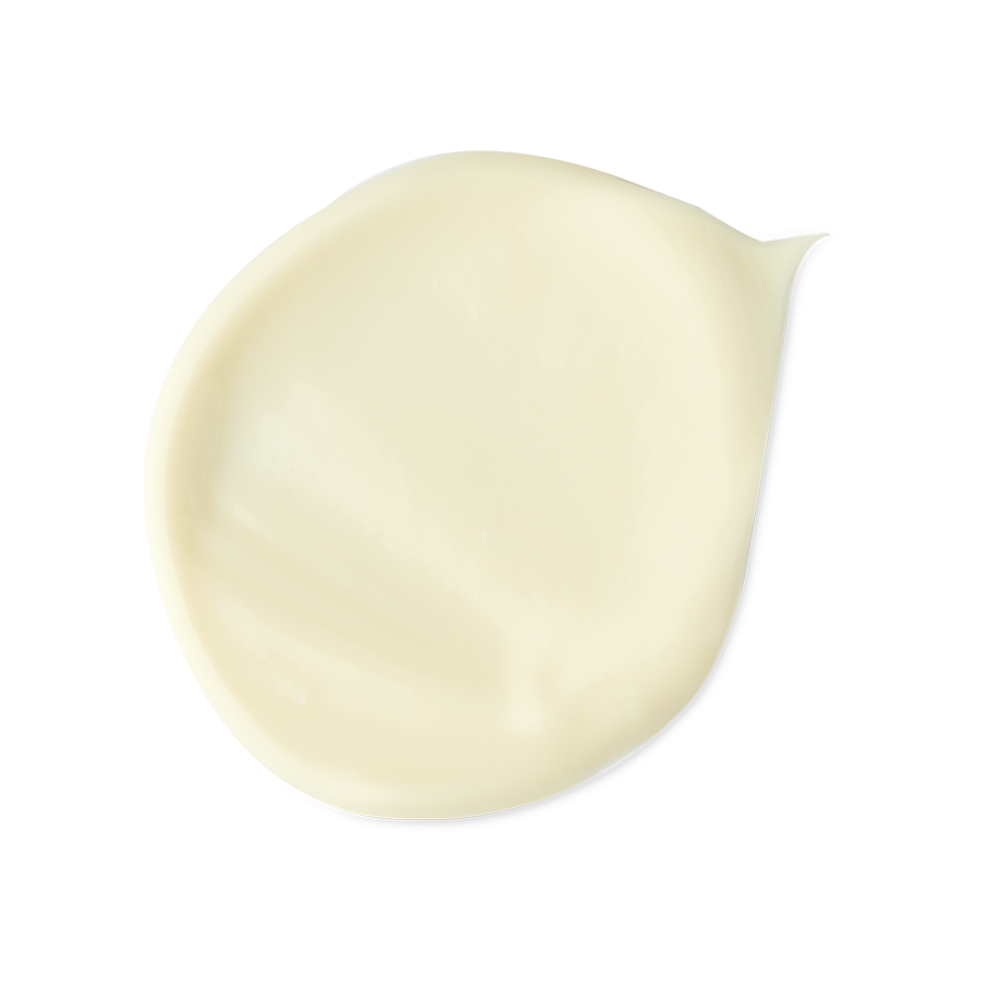 Braziliant. A neatly smudged swatch of thick, creamy ivory-coloured body butter.
