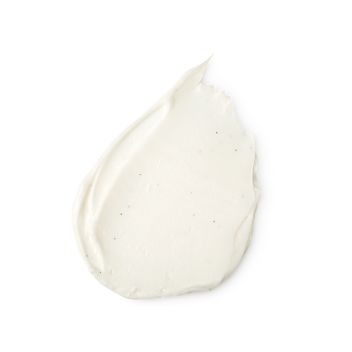 A swatch of smooth, nicely thick, orchid white Celestial facial moisturiser, flecked with vanilla pod seeds.