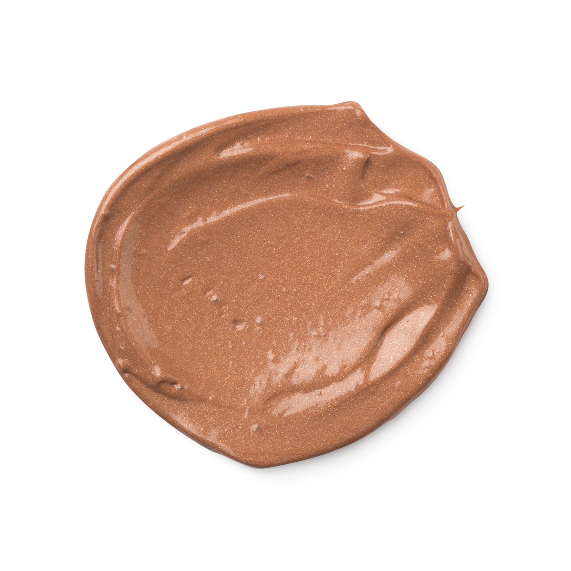 A swatch of slightly shimmery, rosy-bronze Charisma skin tint.