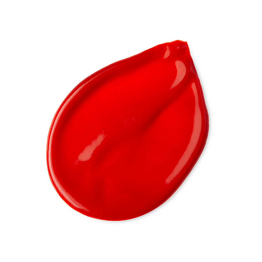 Cherry. A neatly smudged swatch of thick, glossy, vibrant, cherry-red lip jelly.