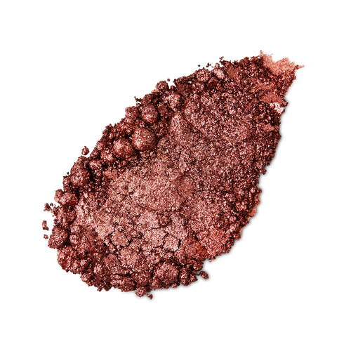 Comet Glitter Crumble. A neatly smudged swatch of crumbly, shimmering, earthy-bronze, metallic eyeshadow.