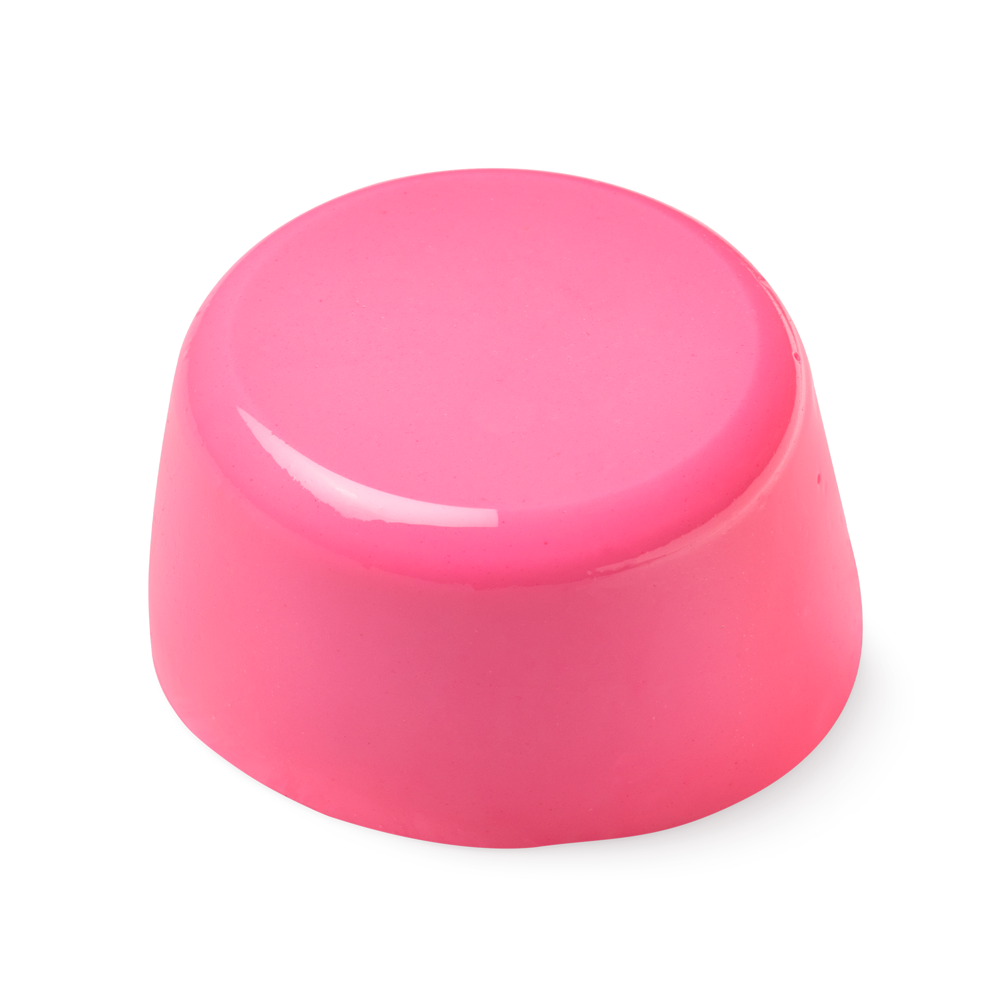 Conga. A bubblegum pink, glossy-looking, cylindrical-shaped shower jelly, which is slightly wider at the base than at the top.