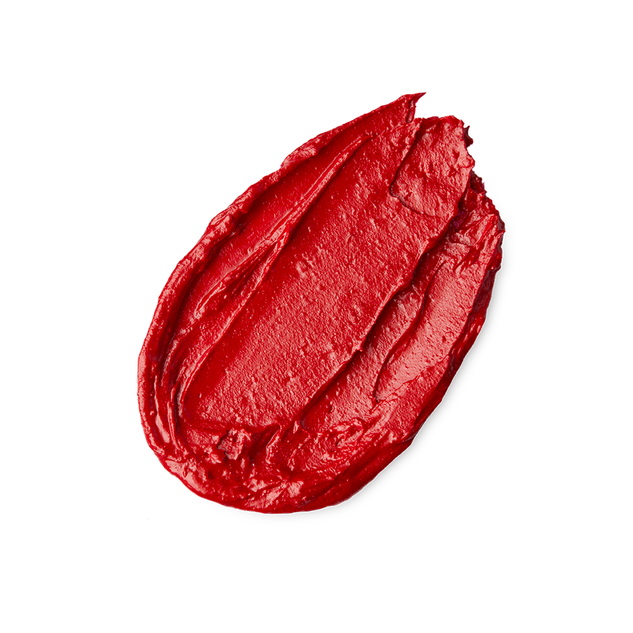 Drago's Blood. A neatly smudged swatch of thick, textured, deep red lip cream.