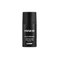 Fresh As. A short, cylindrical black push-up tube of the Fresh As solid perfume with a black label on the front covering the cap, with the product name and scent printed on it.