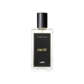A glass perfume bottle filled with almost colourless liquid. A black label reads 'The Perfume Library' and 'Furze'.