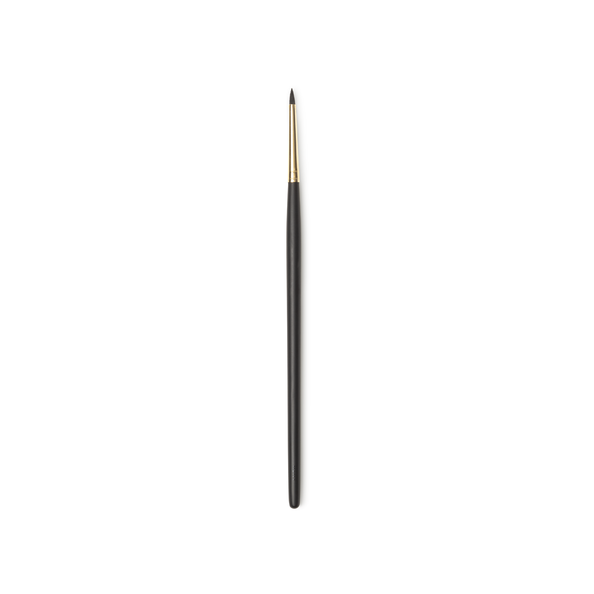 Get In There Brush. A tiny, pointed liner brush, with brown bristles and a gold and dark wooden handle.