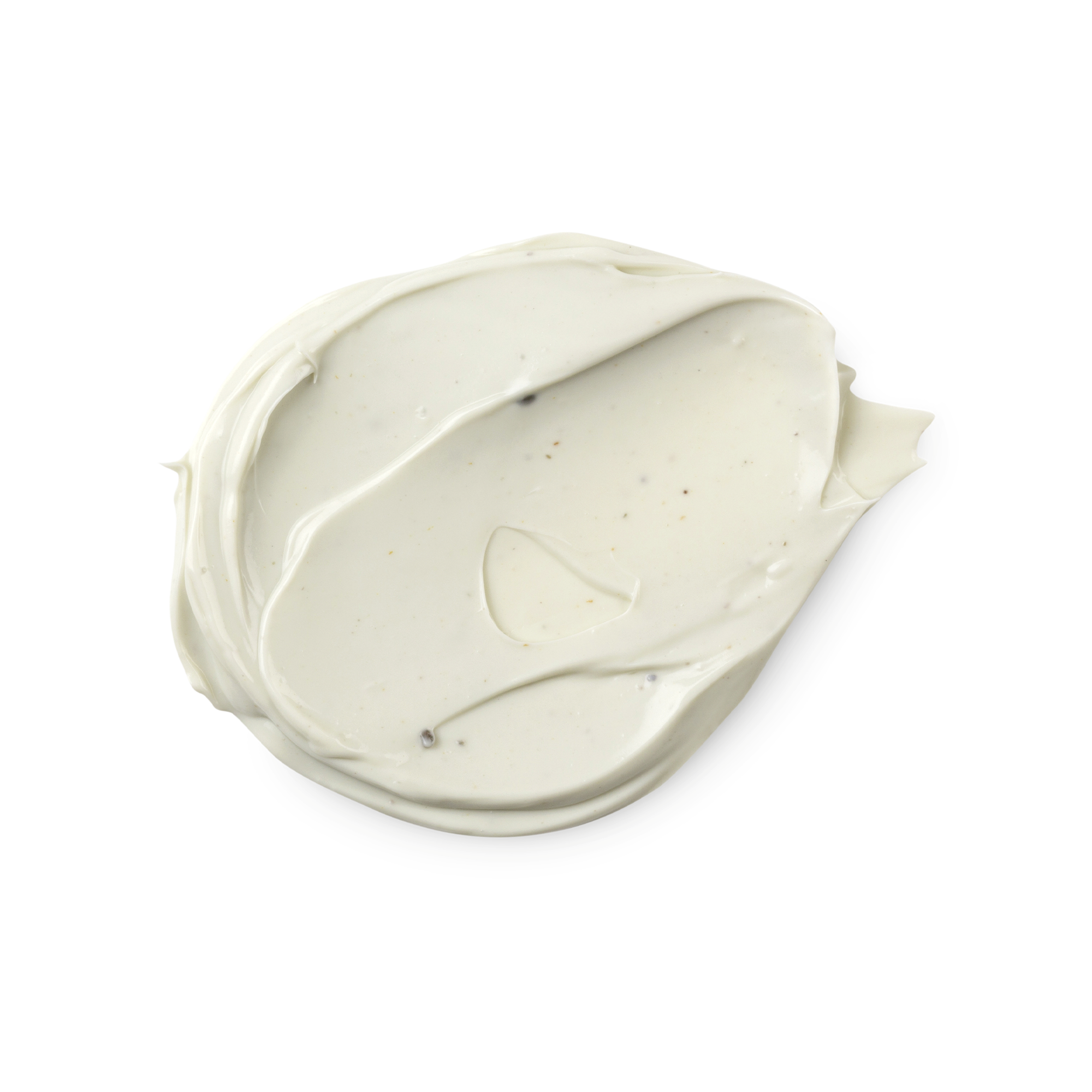 A swatch of thick, cream tinted with mint green Handy Gurugu hand cream. Some tiny dark brown flecks can be seen in the mixture.