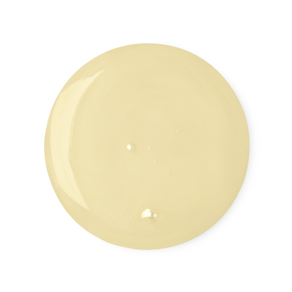 A sample of glossy, pale yellow, almost translucent, Happy Hippy shower gel.