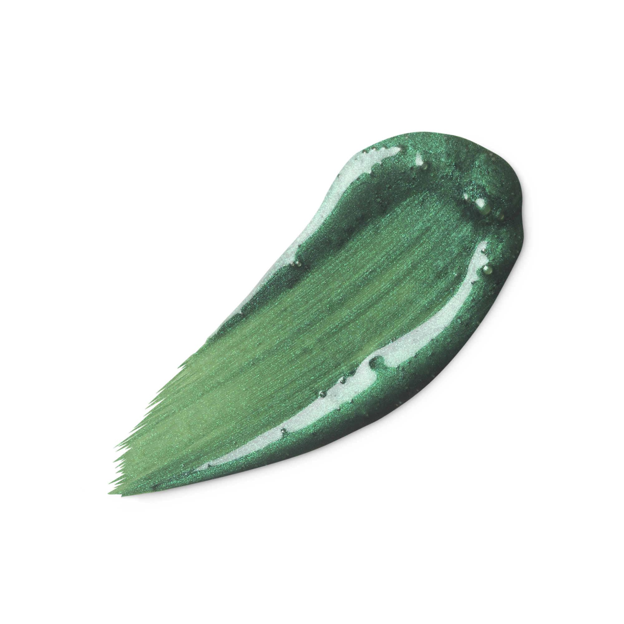 A swatch of shimmery, emerald green liquid eyeliner.