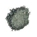 Meteor Glitter Crumble. A neatly smudged swatch of crumbly, shimmering,deep-sage-green, metallic eyeshadow.