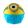 Minions. A round, colourful bath bomb designed to look like a Minions character complete with blue overall bottoms, yellow head and eye with monocle.
