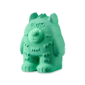 Monster Scare Bear. A bright mint-green bath bomb sculpted into the shape of a chunky bear. It has small pointed ears, textured fur details on its body, and a rounded snout, with three eyes.