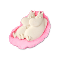 Moomin Delight. A 2-in-1 soap and body wash shaped like Moomintroll and Snorkmaiden hugging, set on top of a pink base moulded to look like a cloud.