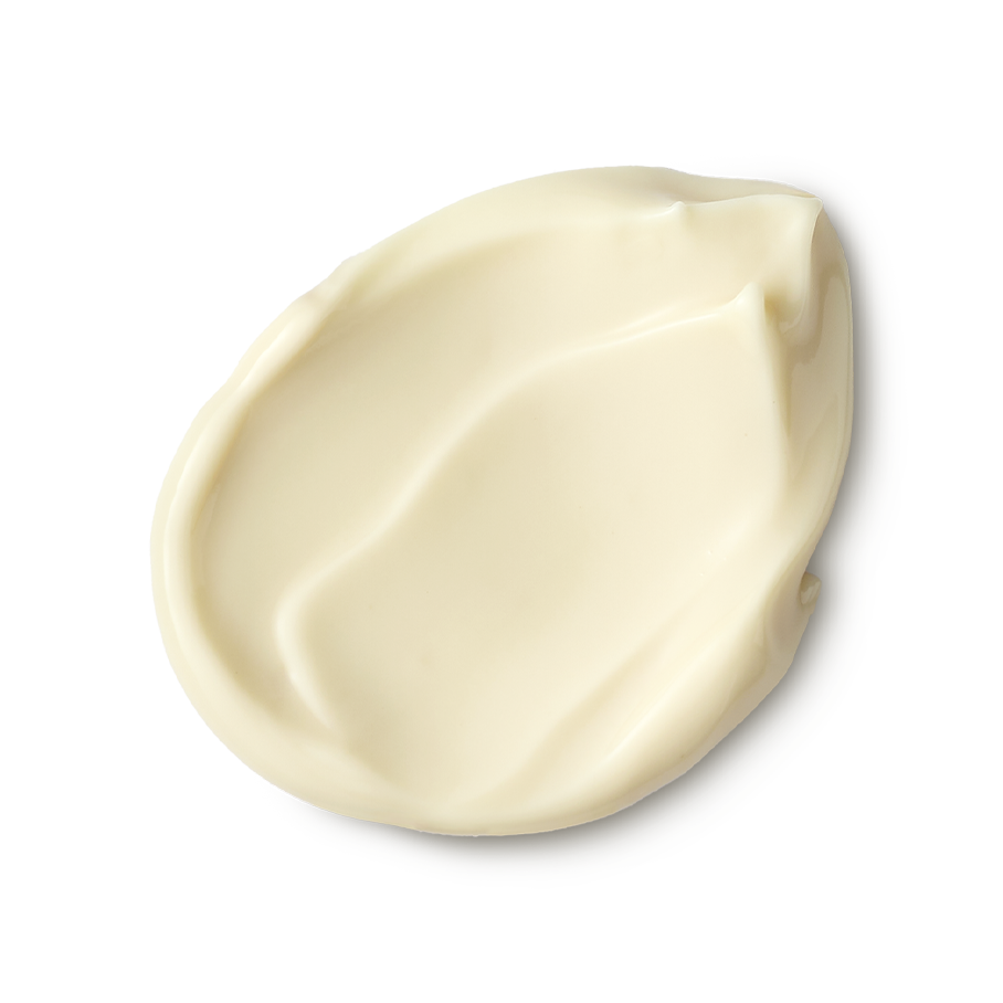 Moominmamma. A neatly smudged, thick swatch of smooth, cream-coloured hand and body lotion.