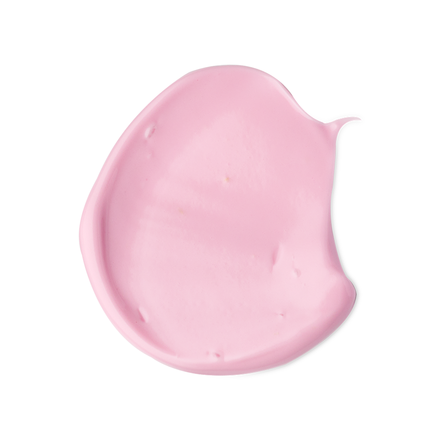 Peppermint. A neatly smudged swatch of creamy, thick, pastel-pink foot cream.