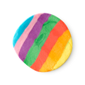 A cross section of blue, pink, purple, green, red, orange and yellow striped Rainbow Fun.