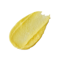 Rose Lollipop. A neatly smeared swatch of thick, rich yellow coloured lip balm with a slightly glossy finish.