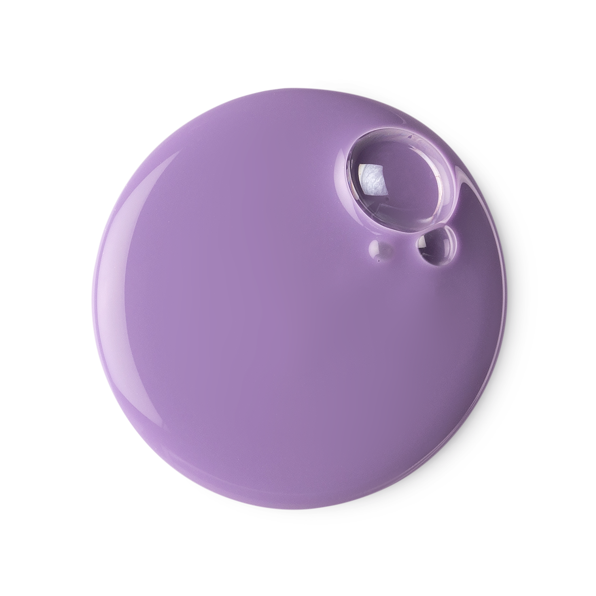 A sample of creamy, rich lilac Sleepy shower gel, with a couple of bubbles emerging.