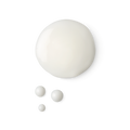 A sample, together with droplets, of smooth, light, white Super Milk conditioning spray.