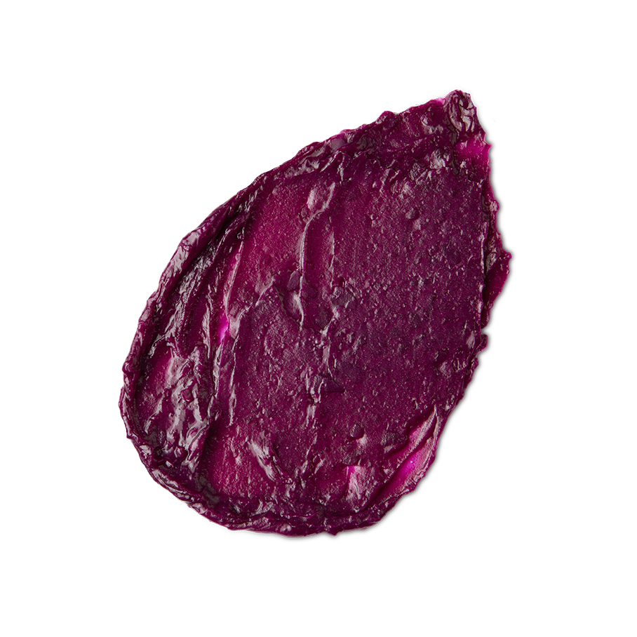Tartlet. A neatly smudged swatch of thick, textured, deep plum-purple lip cream.