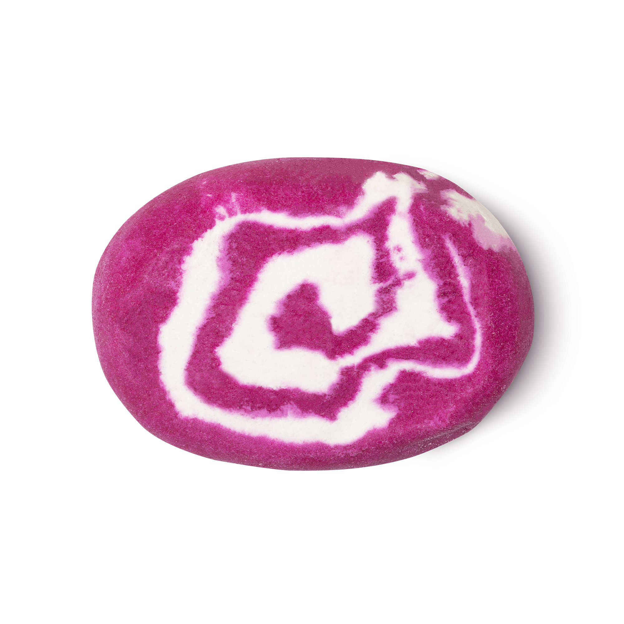 The Comforter Bubble Bar. A slice of bubble bar with a pink and white swirl pattern running throughout.