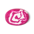 The Comforter Bubble Bar. A slice of bubble bar with a pink and white swirl pattern running throughout.