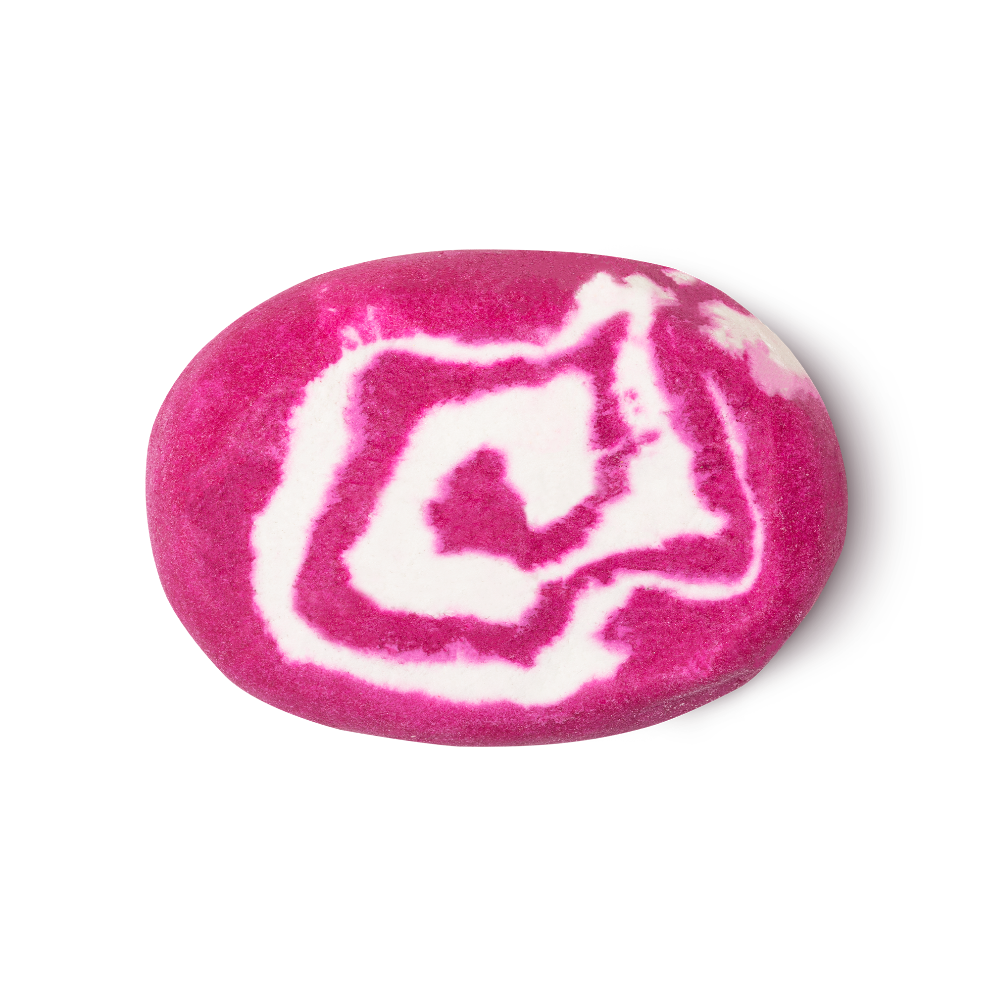 The Comforter Bubble Bar. A slice of bubble bar with a pink and white swirl pattern running throughout.