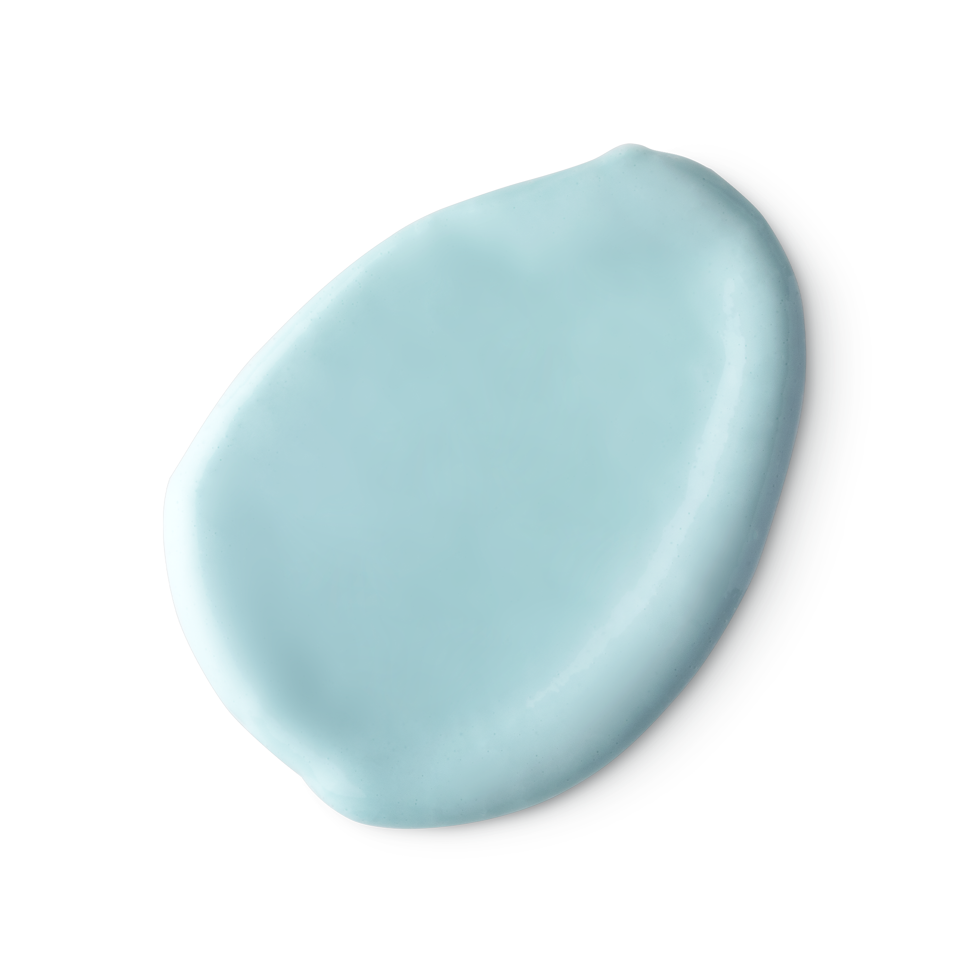 A swatch of thick, pale turquoise blue coloured Tingle body conditioner.