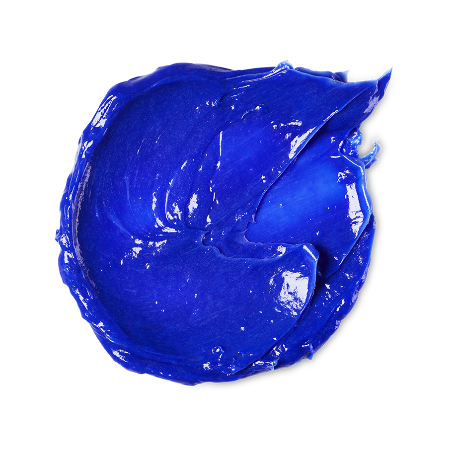 Violet cream. A circular swatch of thick, electric violet shampoo.