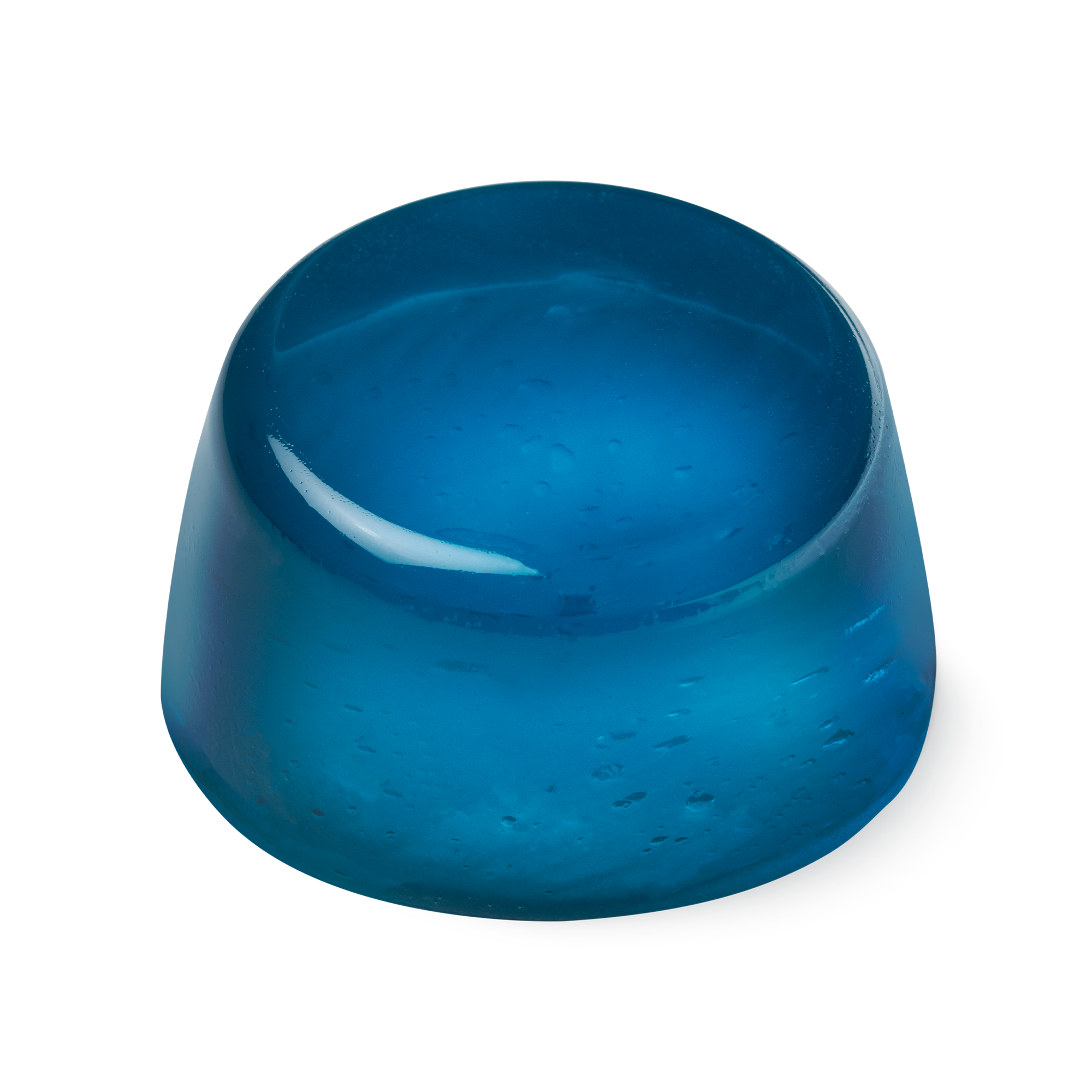 Whoosh. A blue, glossy looking, cylindrical shaped shower jelly, which is slightly wider at the base than at the top.