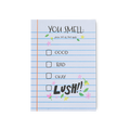 You Smell: Good, Bad, Okay or LUSH. A lined notepad-style postcard with the novelty tick box statement.